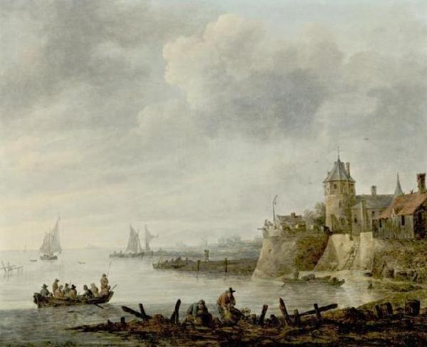 Jan van  Goyen River Scene with a Fortified Shore